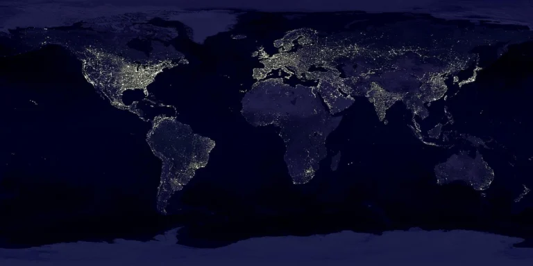 Representação do mercado global, foco dos investimentos internacionais a partir da visão de um mapa mundi.